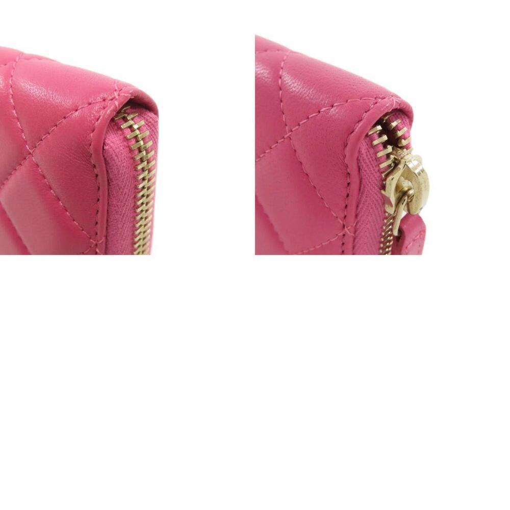 CHANEL Authentic Pink Lambskin Leather Logo Wallet - Picture 10 of 11